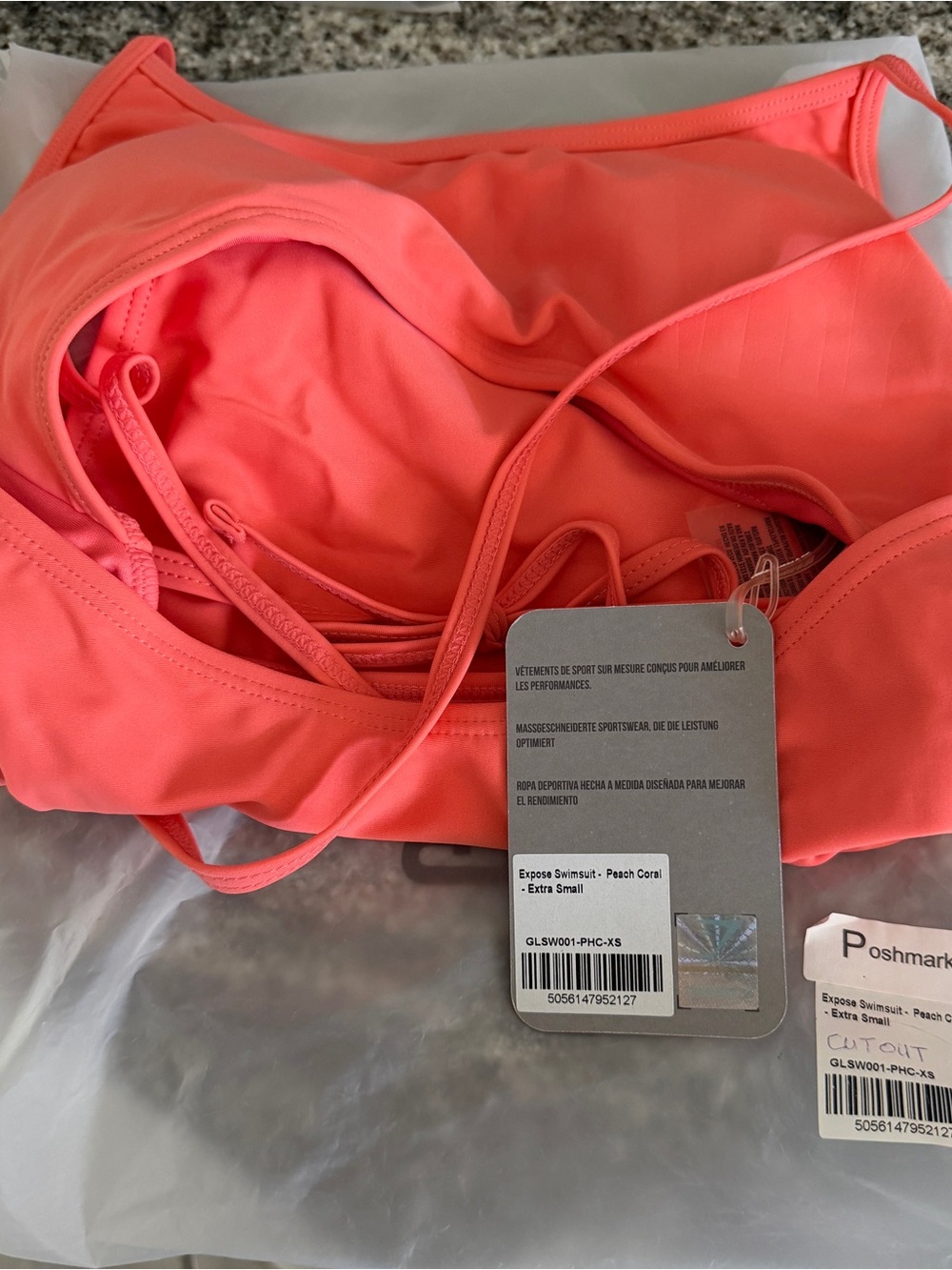 Expose swimsuit-peach coral-cut out - Picture 4 of 5